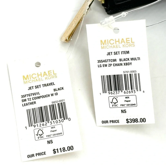 Michael Kors Large EW Zip Chain Xbody Crossbody Bag & TZ Coinpouch w/ID Black - Picture 15 of 15